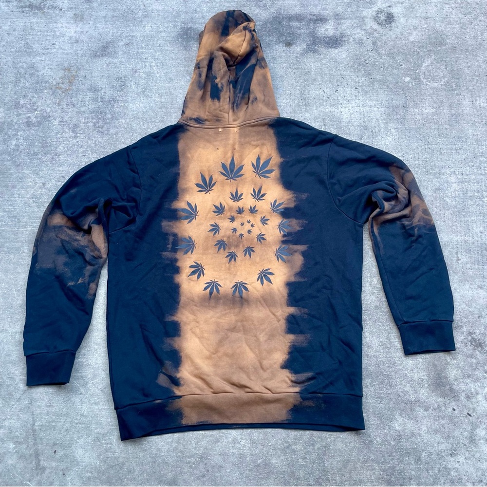 Palm Angels Black and Brown Leaf Pattern Hoodie